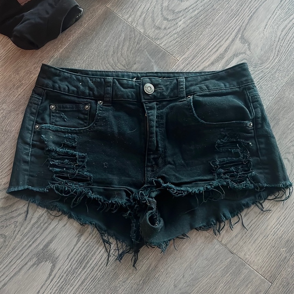 American Eagle black jean shorts